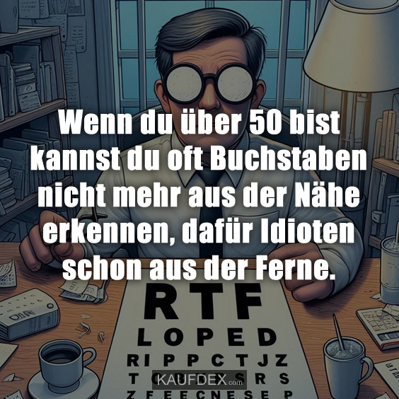 Wenn du über 50 bist kannst du oft Buchstaben nicht…