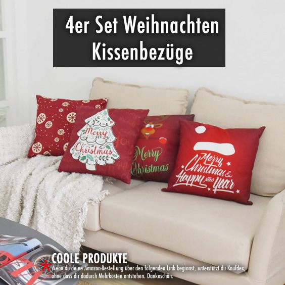 4er Set Weihnachten Kissenbezüge Kaufdex