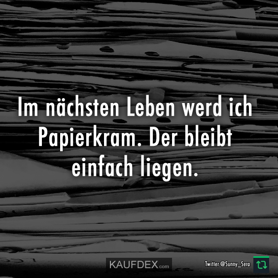 Im nächsten Leben werd ich Papierkram…