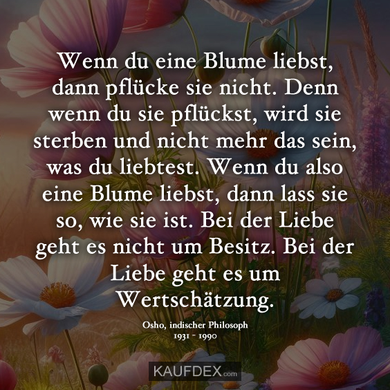 Wenn du eine Blume liebst, dann pflücke sie nicht…