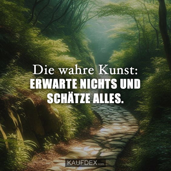 Die wahre Kunst: ERWARTE NICHTS UND SCHÄTZE ALLES.