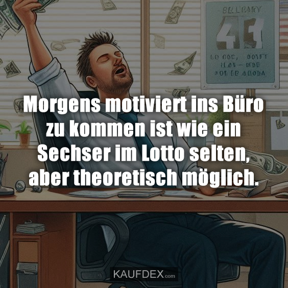 Morgens motiviert ins Büro zu kommen ist wie…