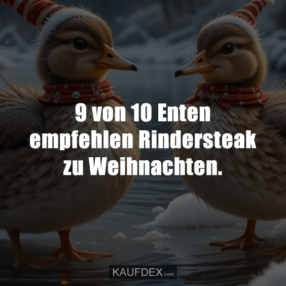 9 von 10 Enten empfehlen Rindersteak zu Weihnachten