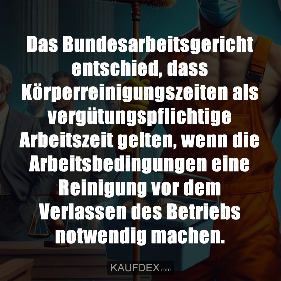 Das Bundesarbeitsgericht entschied, dass Körperreinigungszeiten…