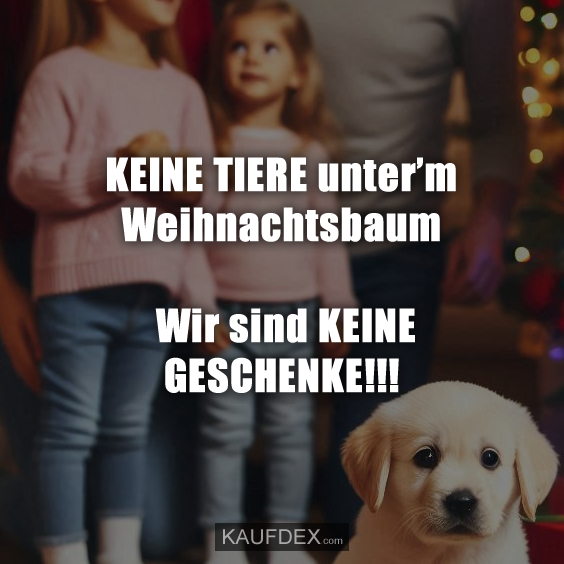 KEINE TIERE unter’m Weihnachtsbaum!