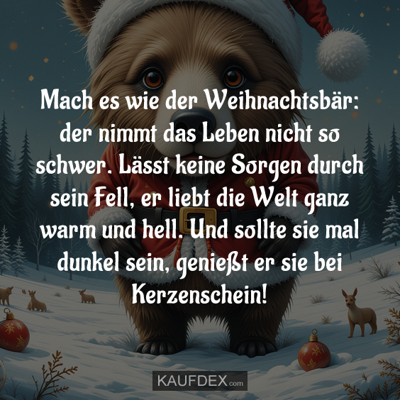 Mach es wie der Weihnachtsbär: der nimmt das Leben nicht so…