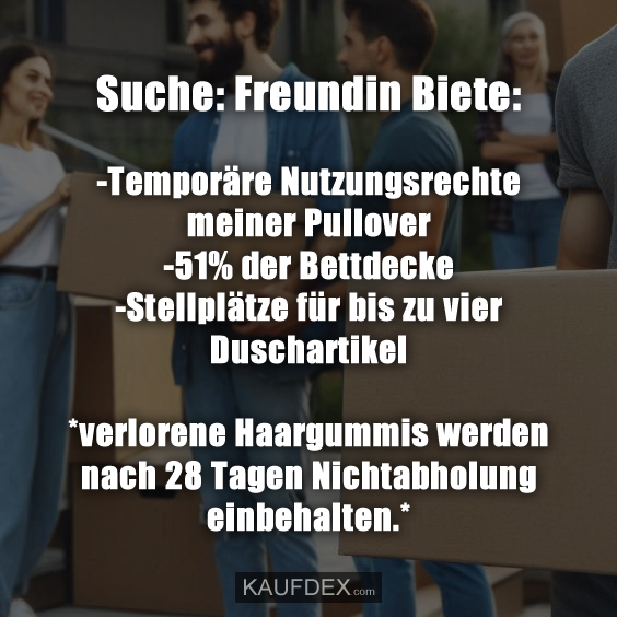 Suche: Freundin Biete: -Temporäre Nutzungsrechte meiner Pullover…