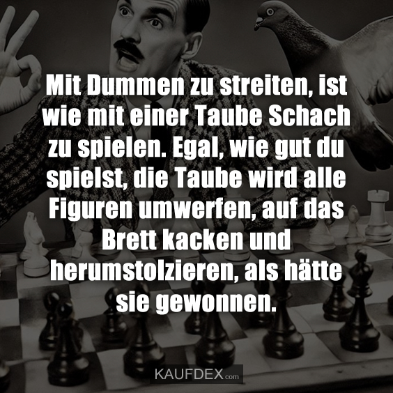 Mit Dummen zu streiten, ist wie mit einer Taube Schach…