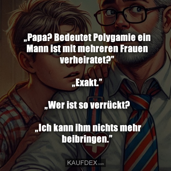 „Papa? Bedeutet Polygamie ein Mann ist mit mehreren Frauen verheiratet?”