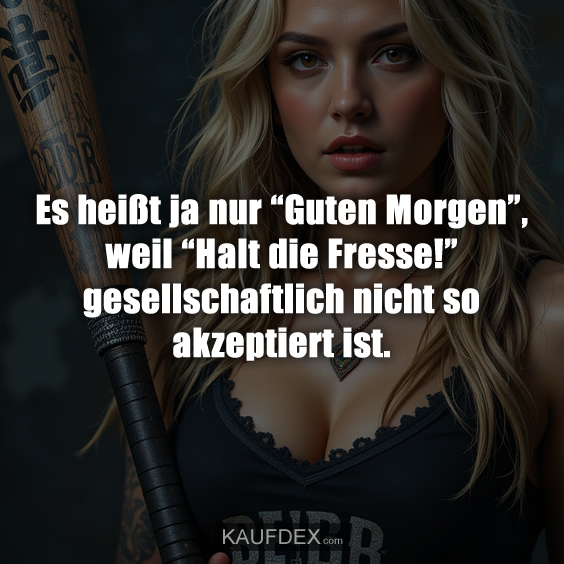 Es heißt ja nur “Guten Morgen”, weil “Halt die Fresse!”…