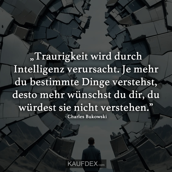 „Traurigkeit wird durch Intelligenz verursacht. Je mehr du bestimmte Dinge verstehst…