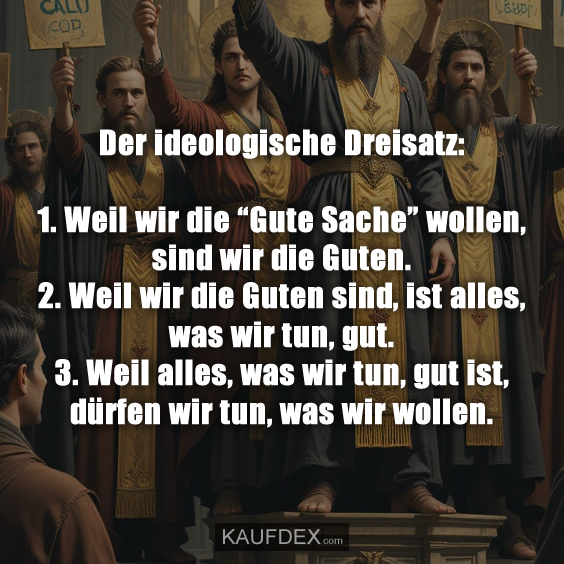 Der ideologische Dreisatz: 1. Weil wir die “Gute Sache” wollen…