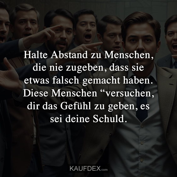 Halte Abstand zu Menschen, die nie zugeben…