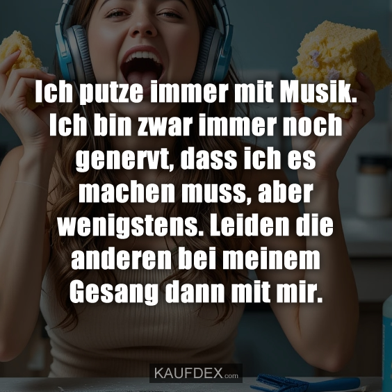 Ich putze immer mit Musik. Ich bin zwar immer noch genervt…