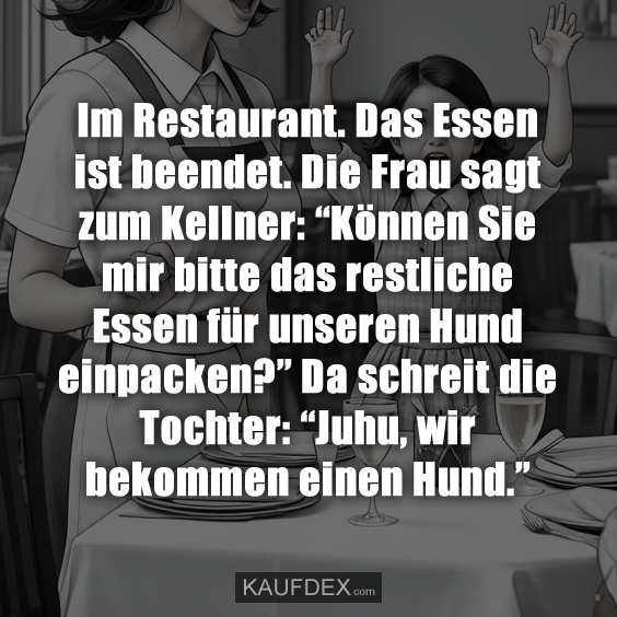 Im Restaurant. Das Essen ist beendet. Die Frau sagt zum Kellner: