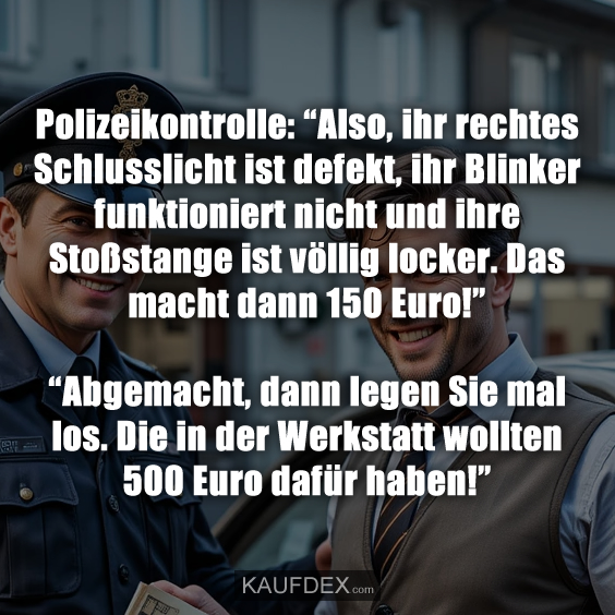 Polizeikontrolle: “Also, ihr rechtes Schlusslicht ist defekt…