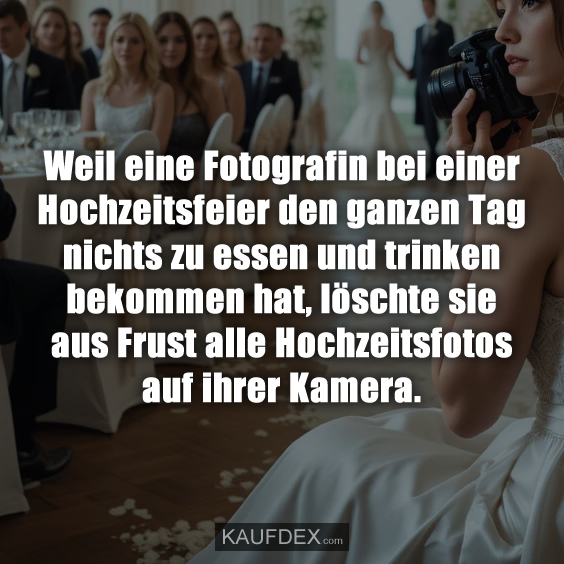 Weil eine Fotografin bei einer Hochzeitsfeier…